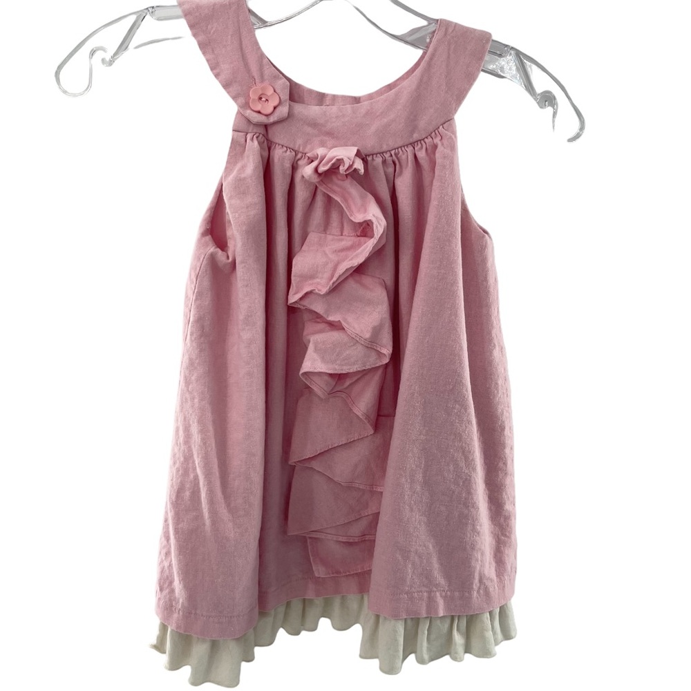 A. Bird Girl’s Linen Ruffle Sleeveless Top Pink